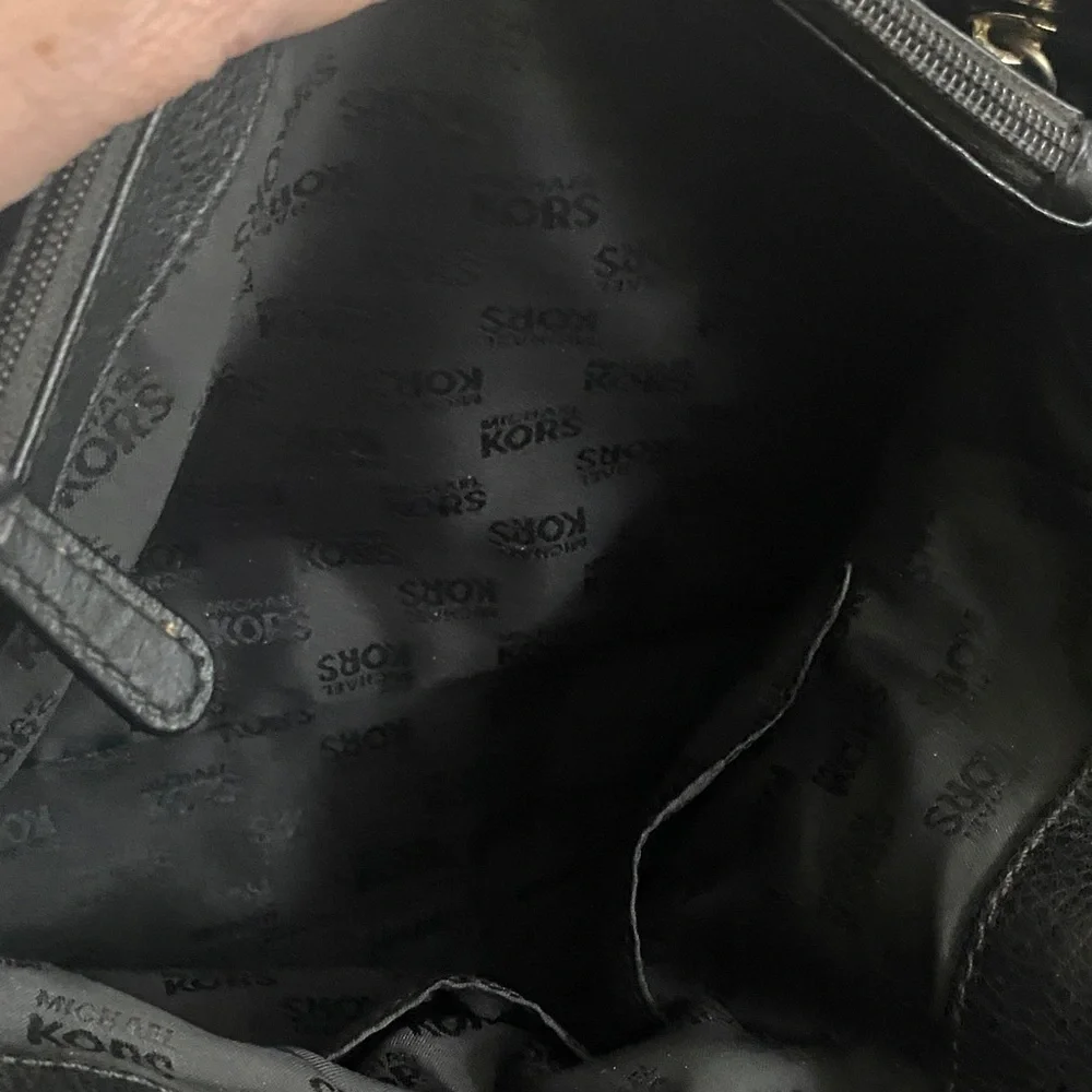 Michael Kors Black Leather Satchel with Gold Hardware